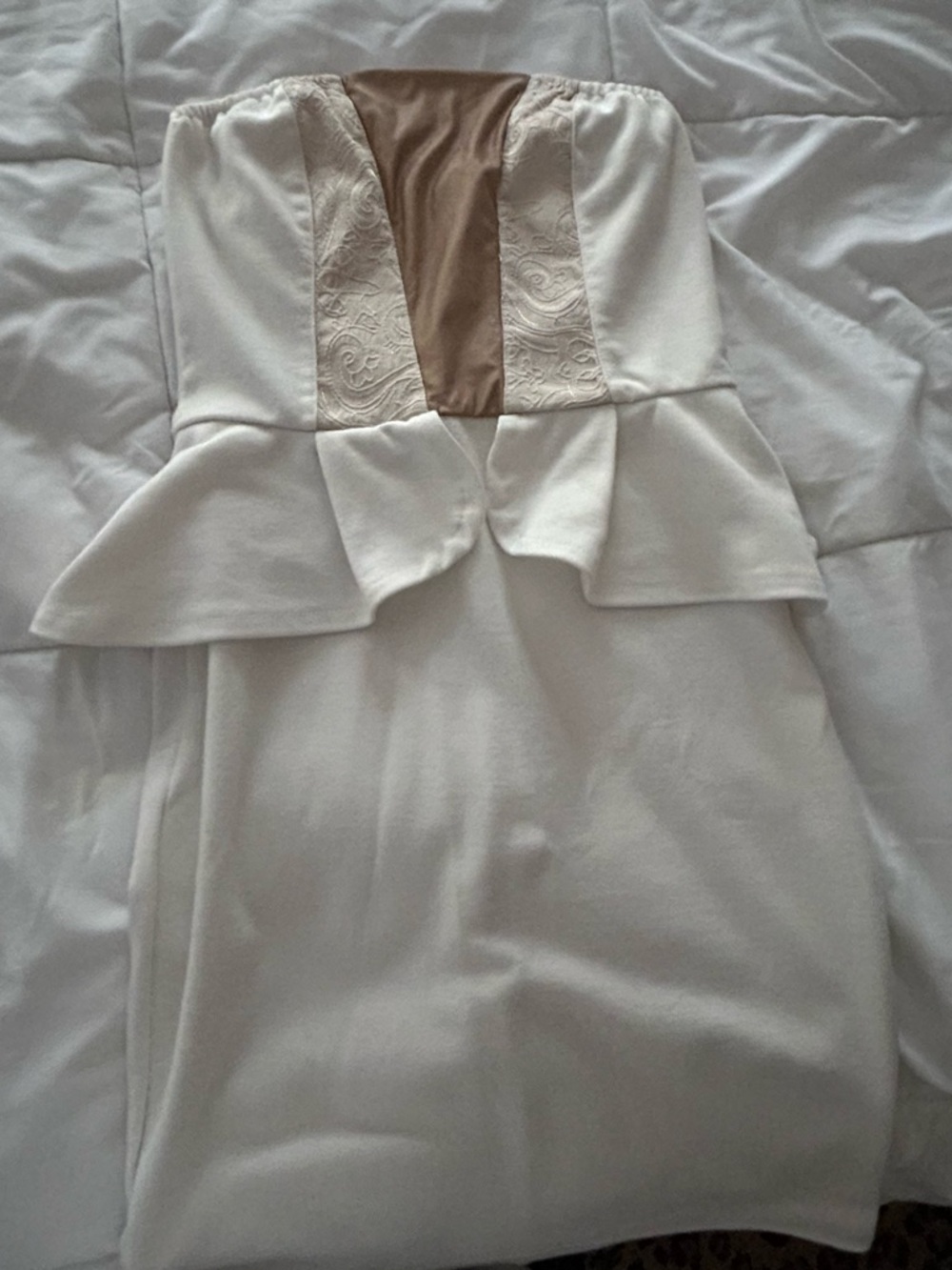 Tan And White Mini Dress